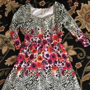 Knee length leopard tiger floral dress M medium